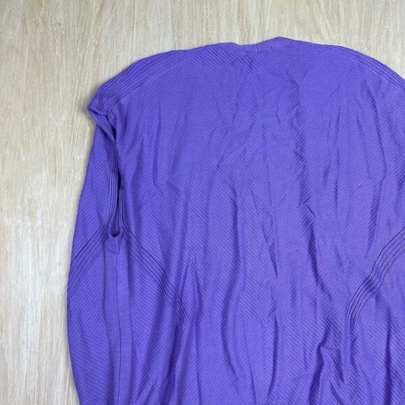Martha Stewart Purple Mix Stitch Open Front Long Cardigan Sweater Size Medium - Picture 6 of 12